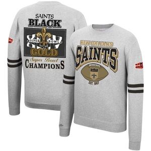 New Orleans Saints Mitchell & Ness Heathered Gray Fleece Pullover Sweatshirt